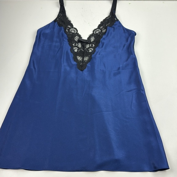 Victoria's Secret Blue with Black Lace Night Dress Slip - Picture 5 of 8